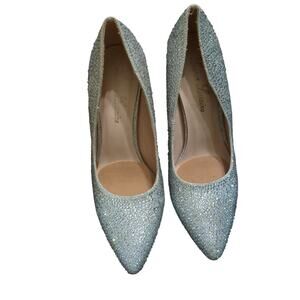 Lauren Lorraine Samantha Silver SPARKLE crystal Stiletto Pump Heel Size 6.5